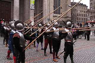 A square of pikemen, carrying pikes